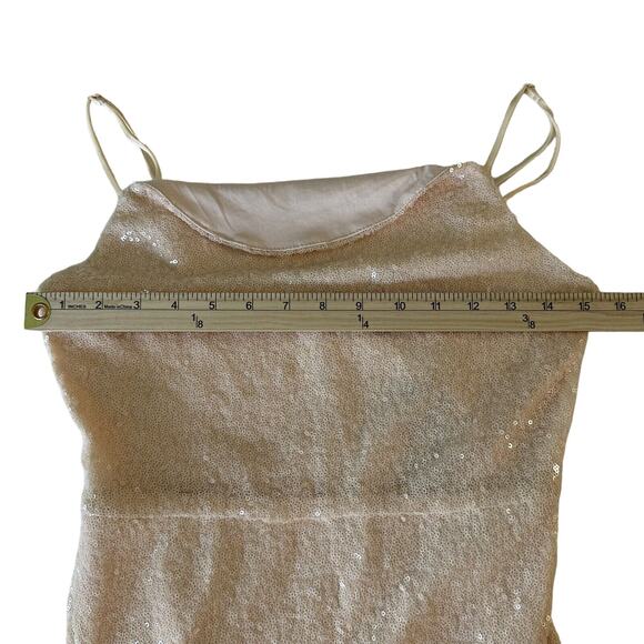 Lulu’s Start the Night Off Pink Cream Sequin Cowl Neck Bodycon Mini Dress S NWT - Picture 14 of 14